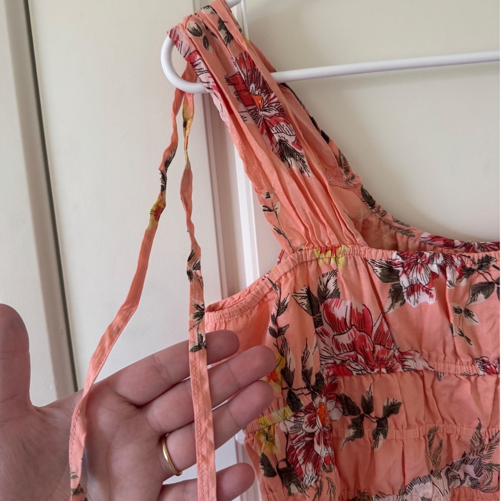 Maurices sz L Pink Floral Tassle Rutched Waist Sundress Boho Western Feminine - Picture 3 of 8